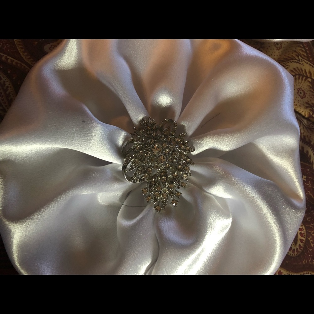 White with silver diamond brooch